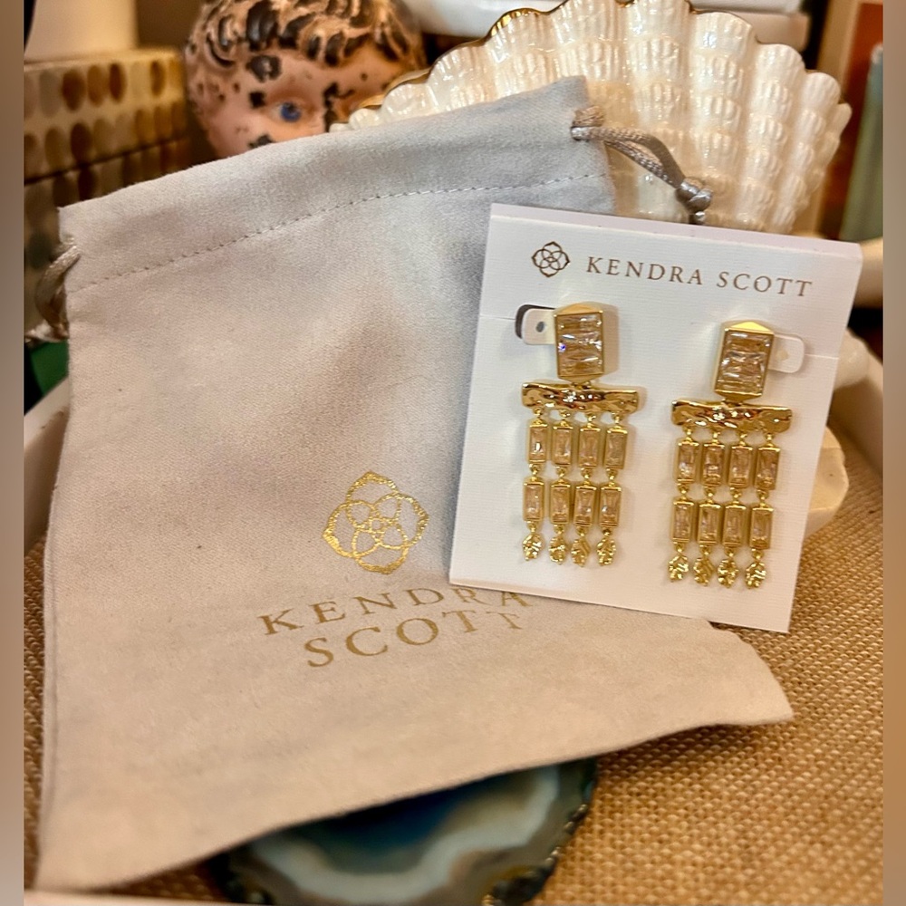 Kendra Scott Jessa Crystal Tassel Earrings Carded & w/Pouch - Picture 6 of 10